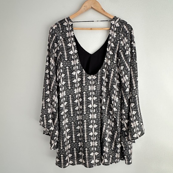 Show Me Your Mumu Gabby Low Back Snakeskin Mini Dress Womens S Bell Sleeve Boho - Picture 8 of 9